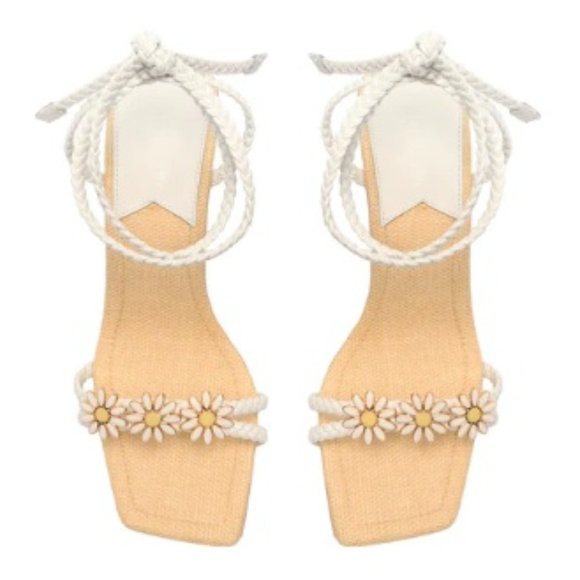 $89 NWT SCHUTZ White Daisy Leather Sandal - Picture 3 of 5